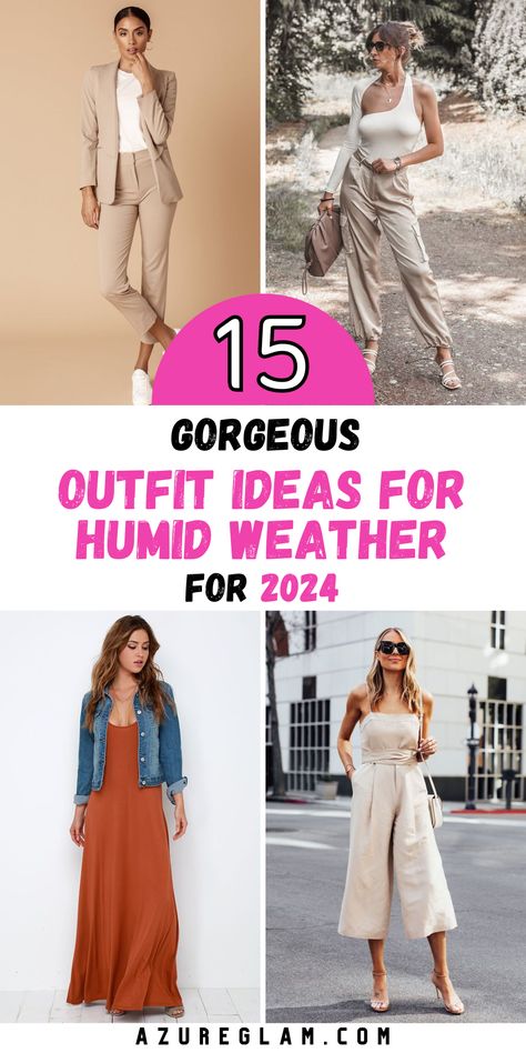 Beat the heat in style with our selection of Humid Weather Outfit Ideas for 2024. Whether you're braving the summer sun or navigating rainy days, we have the perfect ensemble for you. From workwear to travel attire, our outfits are designed to keep you cool, comfortable, and on-trend in any humid condition. Explore our collection now and stay chic in the sweltering weather! Outfit For Humid Weather, What To Wear In 80 Degree Weather, Hot Summer Rainy Day Outfit, 80 Degree Weather Outfits Work, Humid Rainy Day Outfit, Humid Day Outfit, Humid Rainy Day Outfit Summer, Hot Humid Weather Outfit, Humid Summer Outfit