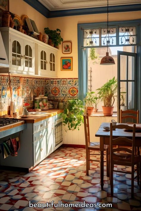 When it comes to kitchen design, few styles display warmth, elegance, and charm quite like the Spanish style. With its rich colors, intricate details, and Old World influences, a Spanish style kitchen can transform any home into a cozy retreat reminiscent of a Mediterranean villa. In this blog post, we’ll explore the timeless beauty and... Colorful Spanish Style Homes Interior, Spanish Interior Kitchen, Small Italian Kitchen Ideas, Vintage Spanish Style Homes, Spanish Apartment Aesthetic, Small Spanish Kitchen, Spanish Cottage Interiors, Spanish Home Kitchen, Spanish Decorating Ideas