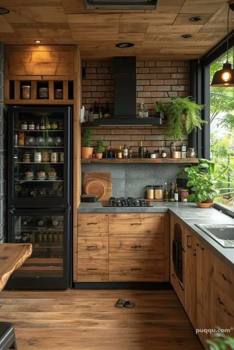 Dapur Rustic, Brick Backsplash, Cabin Kitchens, Apartment Aesthetic, Kitchen Inspiration Design, Counter Tops, Dream House Decor, Apartment Ideas, Rustic Kitchen