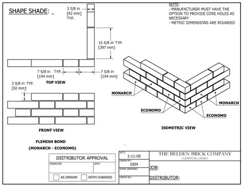 MONARCH--ECONO-Flemish-Bond.gif 579×447 pixels Flemish Bond, English Bond, Orthographic Projection, Brick Bonds, Brick Companies, Masonry Construction, Types Of Bricks, Brick Projects, Brick Masonry