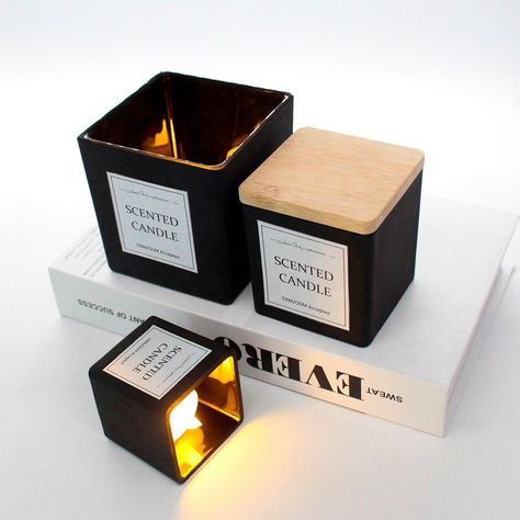 FENGJUN square black matte glass candle jars custom cube luxury candle jars glass with lids #teacandlejar #masonjarcandleholder #jarcandleaccesories #candlejarsreused #largejarcandle #mycandlejar Square Candle Jar, Black Glass Candle, Emboss Printing, Square Candle Holders, Glass Candle Jars, Candles Jar, Square Candle, Cube Candle, Egg Card