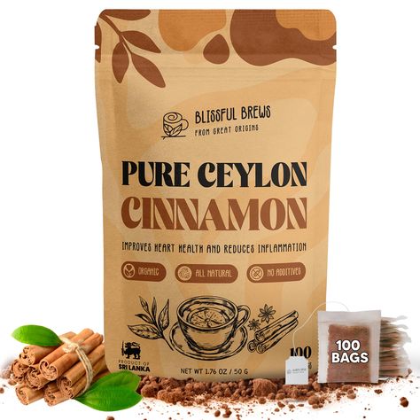 PRICES MAY VARY. 100% Natural Ceylon Cinnamon Tea: We use only whole, pure ceylon cinnamon sticks for a superior subtle and sweet flavor and good for health. This natural tea is free from blends or additives, ensuring the highest quality experience. Your Health In Mind: Our Alba grade ceylon cinnamon is hand-processed with hygiene as our priority, then sealed for freshness and safety. We believe in transparency: this tea has no sugar, caffeine, gluten, or artificial ingredients. All Natural ingr Cinnamon Drink, Natural Tea, Cinnamon Tea, Ceylon Cinnamon, Improve Heart Health, Organic Tea, Cinnamon Powder, Organic Teas, Brewing Tea