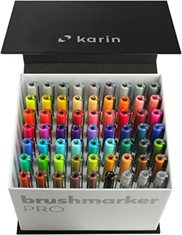 KARIN Megabox Brush Marker Pro Water-Based Brush Pen Suitable for Painting, Drawing and Handlettering Multi-Coloured KAR27C7 Assorted Clip Studio Paint Brushes, Brush Lettering Quotes, Brush Texture, Real Techniques Brushes, Stationery Obsession, Art Supplies Storage, Cool School Supplies, Brush Markers, Coloring Supplies