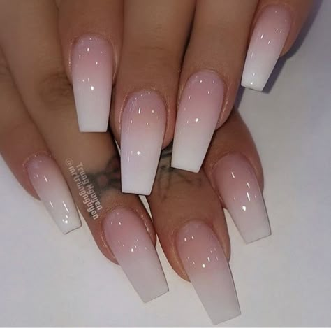 Ombre Acrylic, Pink Ombre Nails, Nails French Tip, Ombre Acrylic Nails, Nails Coffin Short, Girly Acrylic, White Acrylic Nails, Ombre Nail Designs, Girly Acrylic Nails