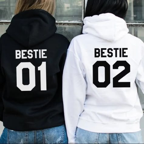 Comes In Black Or White Comment Which Color You Would Like! Best Friend Hoodies For 2, Bestie Hoodies, Best Friend Clothes, Bff Clothes, Gifts To Give To Friends, Friend Hoodies, Bff Hoodies, Best Friend Matching Shirts, Best Friend Hoodies