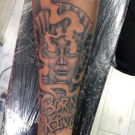 Born A King Tattoo, Black King Tattoo Men, Unpopular Tattoos, Black King Tattoo, Born King Tattoo Men, Black Power Tattoo Men, Born King Tattoo, King Tattoo Men, Inside Forearm Tattoo Men Sleeve