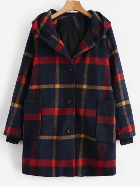 Pijamas Women, Hooded Trench Coat, Hoodie Coat, Vintage Plaid, Fashion Seasons, Casual Coat, Hooded Coat, Bedroom Inspo, Coat Fashion