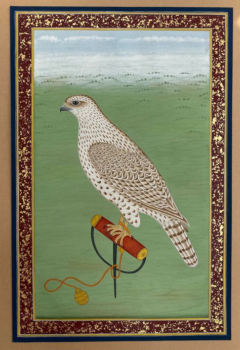 Excited to share this item from my #etsy shop: Falcon Eagle Birds miniature Painting in Mughal style (24c gold leaf border, original watercolor bird ,antique and vintage,home decor,exotic Hawk Painting, Tattoos Birds, Mughal Miniature Paintings, Mouse Deer, Worli Painting, Mughal Miniature, Dubai Art, Different Types Of Painting, Birds Illustration