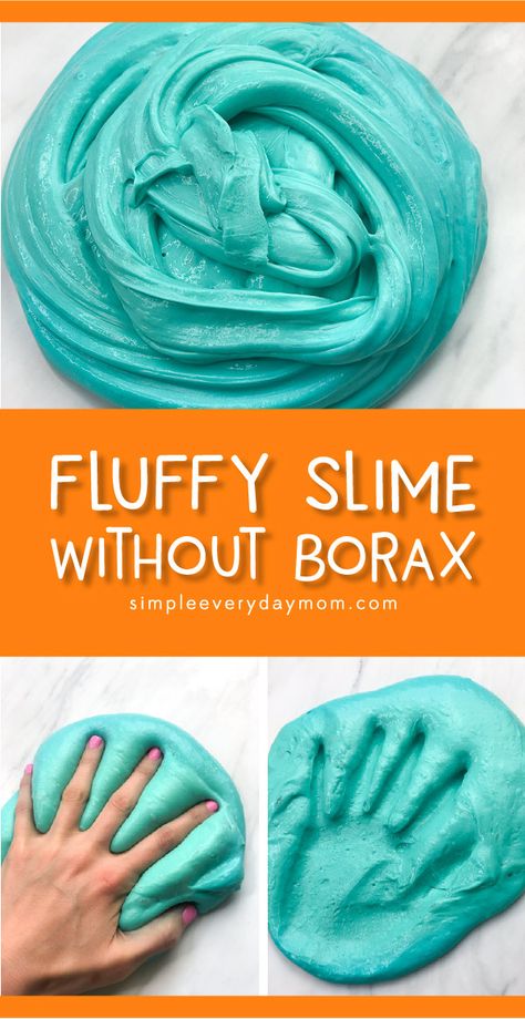 Easy Fluffy Slime Recipe | Learn how to make this awesome fluffy slime with shaving cream, contact solution, baking soda and glue. It's made without borax and is great sensory fun for kids! #kids #kidsactivities #kidsactivity #slime #slimerecipes #simpleevyerdaymom #fluffyslime #activitiesforkids #preschool #sensory #sensoryplay #kindergarten #gradeschoolers #stem #scienceforkids Shaving Cream Slime Recipe, Easy Slime Recipes For Kids, Fluffy Slime Ingredients, Easy Fluffy Slime Recipe, Baking Soda Slime, Slime With Shaving Cream, Make Slime Without Glue, Easy Slime Recipes, Slime Recipe Kids