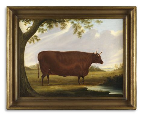 Robert Young Antiques - Collection. Livestock Painting Depicting a Large Square… Naive Portraits, Pig Paintings, Stylised Landscape, Cow Paintings On Canvas, European Folk Art, Brighton Townhouse, Cow Paintings, George Stubbs, Farm Prints