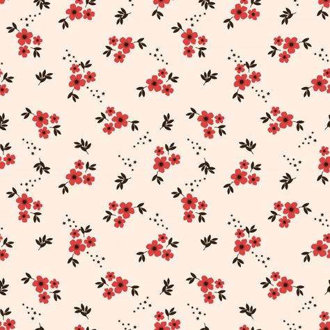 Tiny red flower seamless pattern Premium... | Premium Vector #Freepik #vector #pattern #flower #vintage #floral Flower Seamless Pattern, Flower Print Pattern, Pattern Graphic Design, Abstract Pattern Design, Pattern Design Inspiration, Flower Pattern Design, Floral Pattern Design, Graphic Design Pattern, Floral Prints Pattern