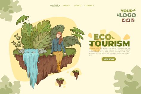 Free Vector | Eco tourism concept Tourism Design, Tourism Logo, Camp Logo, Eco Tourism, Eco Logo, Tourism Website, Isometric Illustration, Landing Page Template, Best Free Fonts