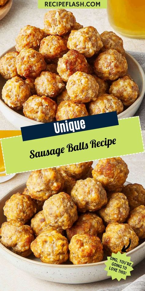 Looking for a delicious and easy snack that everyone will love? This Sausage Balls Recipe is the perfect crowd-pleaser for parties or game days! You’ll master a savory treat that’s bursting with flavor. Save this recipe to your board for your next gathering—you won't want to miss it! Best Sausage Ball Recipe, Cheesy Sausage Balls, Easy Sausage Balls, Bisquick Sausage Balls, Easy Sausage Balls Recipes, Bisquick Sausage, Sausage Balls Bisquick, Sausage Cheese Balls, Brunch Appetizers