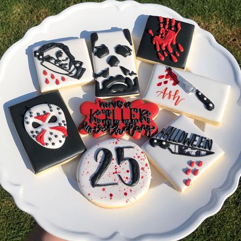 madi sidoti’s Instagram photo: “michael myers cookies! • • • • • #cookies #cookiesofinstagram #sugarcookies #sugarcookiesofinstagram #royalicingcookies #royalicing…” Cookies Decorated, Royal Icing Cookies, Michael Myers, Sugar Cookies Decorated, Decorated Cookies, Royal Icing, Cookie Decorating, Sugar Cookies, Sugar Cookie