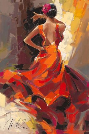 Dancer Painting, Spanish Dancer, Dancers Art, Dress Painting, Dance Paintings, Female Dancers, Spanish Art, Flamenco Dancers, Soyut Sanat Tabloları