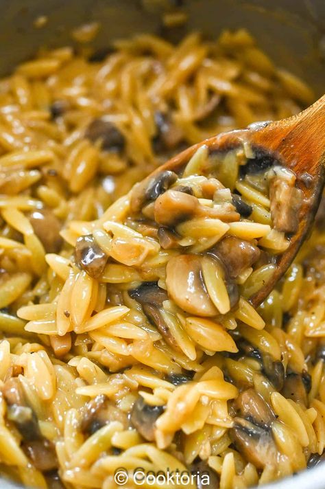 Orzo with Mushrooms Orzo With Mushrooms, Orzo Recipes Side, Side For Dinner, Mushroom Orzo, Orzo Pasta Recipes, Orzo Dishes, Orzo Recipe, Pasta Side Dishes, Mushroom Dish