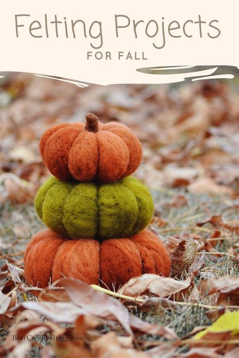 Insanely Easy and Clever Felting Projects for Fall! Pumpkin Felt, Pumpkin Sculpture, Flock Of Sheep, Needle Felting Supplies, Felting Needles, Felt Pumpkins, Needle Felting Diy, Needle Felted Christmas, Felt Crafts Patterns