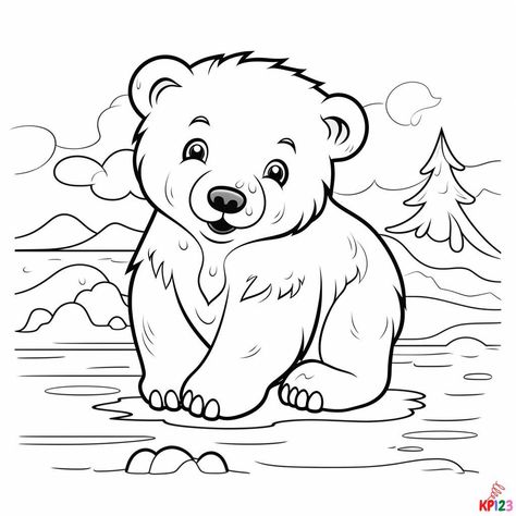 Artic Animals Coloring Pages Free, Polar Animals Coloring Pages, Polar Bear Outline, Polar Bear Coloring Page, Baby Polar Bear, Animal Lessons, Coloring Books For Kids, Preschool Coloring Pages, Bear Coloring Pages