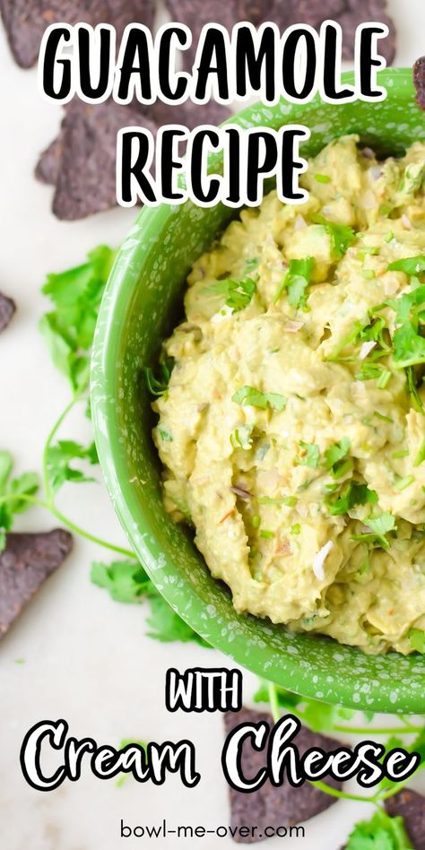 Guacamole With Cream Cheese, Creamy Guacamole Recipe Easy, Guacamole Recipe With Sour Cream, Creamy Guacamole Recipe, Chunky Guacamole Recipe Best, Homemade Mexican Guacamole, Basic Guacamole Recipe, Guacamole Dip Recipes, Avocado Dip Recipe