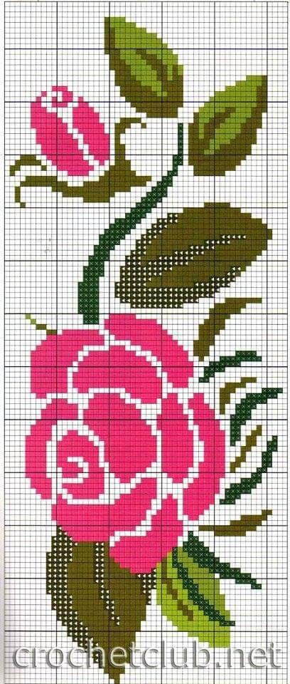 Rose Pattern Design, Rose Embroidery Pattern, Rose Cross Stitch Pattern, Pola Kristik, Cross Stitch Patterns Flowers, Pola Sulam, Cross Stitch Borders, Floral Cross Stitch, Crochet Cross