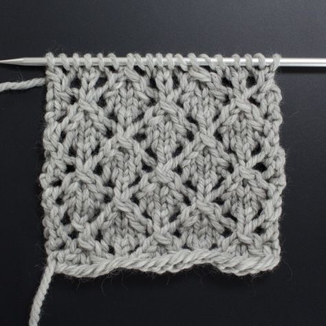 Day 12 : Simple Lace Diamonds Knit Stitch : #21daysoflaceknitstitches - Brome Fields Lace Knit Stitches, Lace Knitting Stitches, Simple Lace, Knit Stitches, Lace Knitting Patterns, Easy Knitting Patterns, How To Knit, Knit Stitch Patterns, Knitting Kits