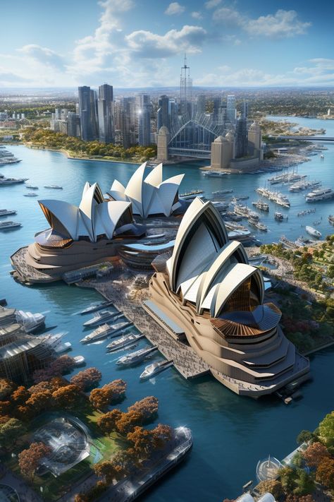 Futuristic Sydney Opera House Azerbaijan Travel, Sidney Australia, Sydney Photography, Becky Wwe, Australia Trip, San Myshuno, Future Buildings, Iphone Wallpaper Stills, Disney Magic Kingdom