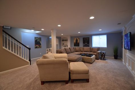 Basement With Windows Ideas, Cost To Finish Basement, Finishing Basement Walls, Basement Remodeling Diy, Finish Basement, Dream Basement, Tv Area, Basement Finishing, Egress Window