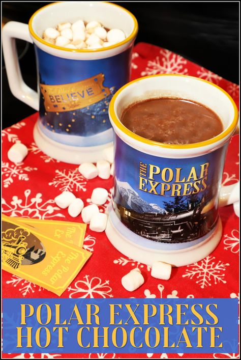 I have finally created the BEST Decadent Hot Chocolate inspired by our Christmas favorite, "Polar Express"! I make my recipe in a slowcooker but you can also make on the stove top. This extra rich holiday drink makes enough for a crowd so it's perfect for parties, move nights, potlucks, and snow days! Polar Express Hot Cocoa, Polar Express Food Ideas Movie Nights, Polar Express Night At Home, Polar Express Themed Dinner, The Polar Express Hot Chocolate, Polar Express Hot Chocolate, Rich Holiday, Chocolate Fan, Hot Chocolate Bar