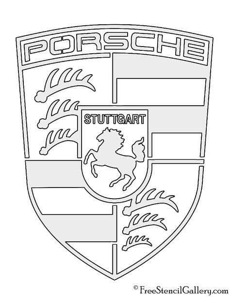 Porsche Logo Stencil | Free Stencil Gallery Porsche Symbol, Porsche Emblem, All Car Logos, Car Drawing Easy, Stencil Logo, Logo Outline, Free Kids Coloring Pages, Logo Sketches, Automotive Artwork