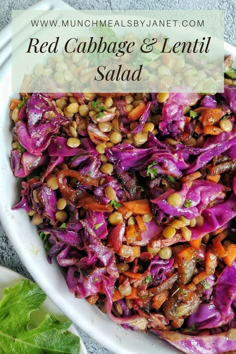 This Charred Cabbage and Lentil Salad is a really delicious and heart yet light meal, that packs so much flavor! From caramelized onions, to kalamata olives and a tangy dressing, there is lots to crave about this satisfying salad. Lentil Cabbage Salad, Pickled Red Cabbage Uses, Cabbage Lentil, Lentil Salads, Lentil Hummus Recipe, Red Lentil Salad, Lentils Salad, Charred Cabbage, Flavorful Salads