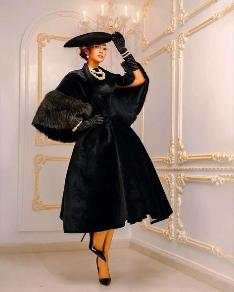 Classy Lady Photoshoot, Rich Widow Costume, Modest Tea Party Outfit, Vintage Photoshoot Ideas Black Women, All Black Church Outfit, 60th Birthday Outfit Ideas For Women, Kentucky Derby Outfit For Women Hats, High Tea Party Outfit Classy, 50s Fashion Black Women