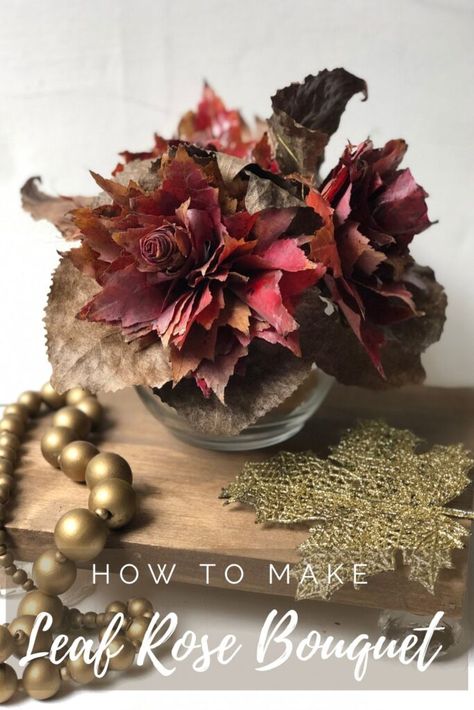 How To Preserve Leaves, Leaf Roses, Elegant Fall Decor, Fall Diys, Autumn Leaves Craft, Diy Crafts For Adults, Diy Fall Wreath, Leaf Crafts, Dollar Tree Decor