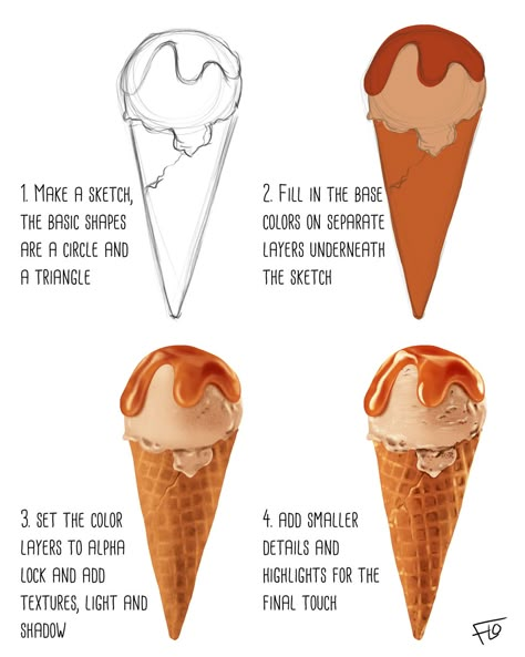 Easy steps to paint an ice cream in Procreate! You can follow the fully narrated tutorial at Patreon Easy Procreate Art, Ice Cream Drawing, Ice Cream Painting, Architecture Drawing Presentation, Digital Art Tips, Ice Cream Art, Digital Art Tutorials, Pro Create, 귀여운 음식 그림