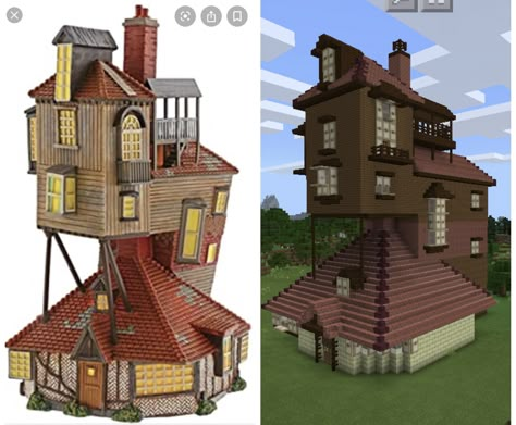 Minecraft Building Ideas Old Version, Harry Potter Inspired Minecraft Houses, The Burrow Minecraft, Minecraft Harry Potter Ideas, Minecraft Hogwarts Blueprints, Hogwarts Minecraft Blueprint, Hogwarts In Minecraft, Minecraft Harry Potter Builds, Harry Potter Minecraft Builds