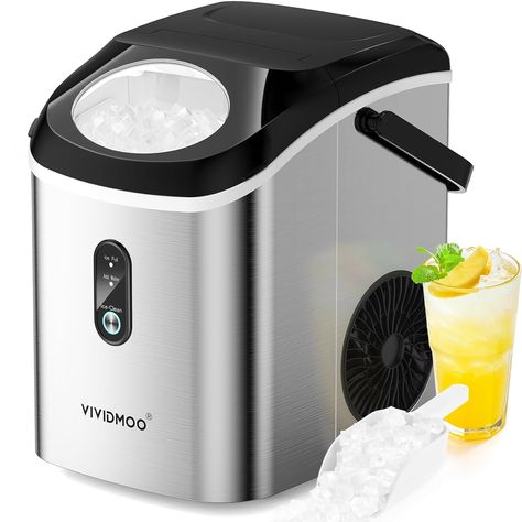 Nugget Ice Maker Countertop, 33 lbs in 24 Hours, Self-cleaning Sonic Portable Ice Maker Countertop, Soft Chewable Pebble Ice in 5 Mins, Ice Maker with Ice Scoop and Basket Home/Kitchen/Office Vividmoo Pebble Ice, Crushed Ice Maker, Sonic Ice Maker, Sonic Ice, Countertop Ice Maker, Nugget Ice, Nugget Ice Maker, Ice Makers, Ice Maker Machine