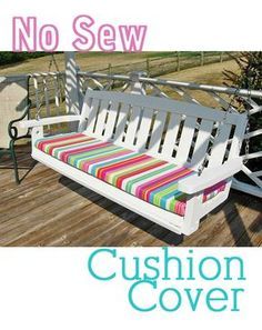 How-to Make a No-Sew Cushion Cover.....LOVE!!! This idea...will be perfect for the bench on the porch that we can't find cushions for!!! Outdoor Chair Cushion Covers, Diy Chair Cushions, Diy Outdoor Seating, Diy Bench Outdoor, Sewing Cushions, Kitchen Chair Cushions, Chair Cushion Covers, Outdoor Cushion Covers, Patio Furniture Cushions