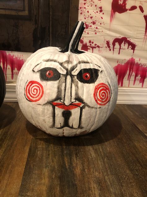 Pumpkin Halloween Painting Ideas, Scary Painting Pumpkins, Scary Punkin Painting, Pumpkin Painting Ideas Creative Scary, Pumpkin Painting Corpse Bride, Scary Pumpkin Painting Ideas Creative, Freddy Krueger Pumpkin Painting, Pumpkin Painting Ideas Horror, Jason Pumpkin Painting