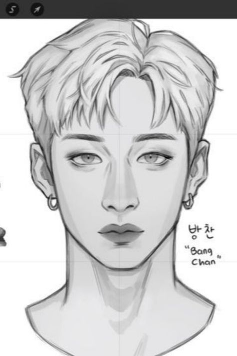 Skz Art Reference, Bangchan Drawing Reference, How To Draw Bangchan, Skz Drawing Pencil Easy, Happy Face Drawing Reference, How To Draw Stray Kids, Bangchan Drawing Easy, Kpop Sketch Pencil Easy, Stray Kids Drawing Sketch