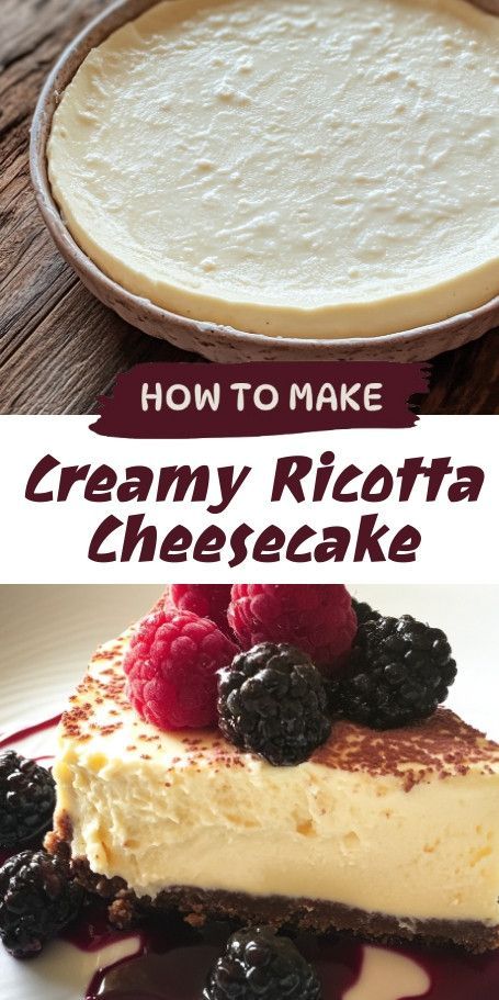 Creamy Autumn Ricotta Cheesecake Recipe | Cozy Fall Dessert Indulge in this delightful Creamy Autumn Ricotta Cheesecake, perfect for November gatherings! With warm flavors of cinnamon and nutmeg, it's a must-try seasonal treat. Easy to make and sure to impress your guests! Ricotta Cheesecake Recipes, Italian Ricotta Cheesecake, Lemon Ricotta Cheesecake, Unique Dessert Ideas, Simple Weeknight Meals, Ricotta Cheesecake, Quick Breakfasts, Simple Delicious Recipes, Lemon Twist