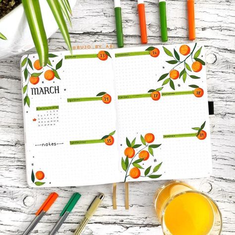 Bujo Fruit Theme, Summer Bujo Themes, Summer Notes, 2024 Bujo, Bullet Journal August, Planner Themes, Bullet Journal Page, Bullet Journal Ideas Templates, Bullet Journal Paper