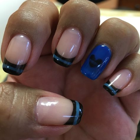 Back The Blue Nails, Police Nails Designs, Police Nails, Blue Line Nails, Line Manicure, Flashy Nails, Black And Blue Nails, Line Nails, Leo Wife