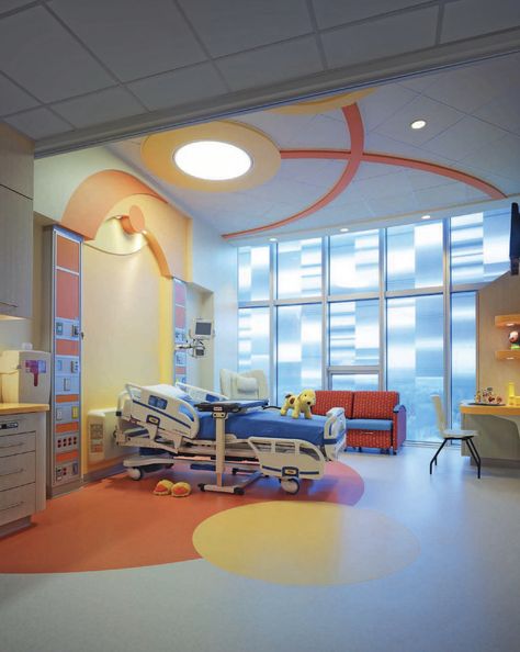 Helen DeVos Children's Hospital, Grand Rapids, MI Picu Hospital Room, Kids Hospital Design, Children’s Hospital, Pediatric Hospital Design, Hospital Room Decorations, Hospital Playroom, Business Office Ideas, Children Hospital Design, Kids Hospital