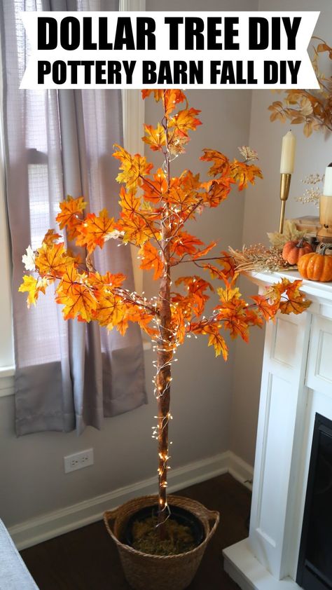 Bethany (Bargain Bethany) | Dollar Tree Jumbo Ornament DIY! I knew when I made my jumbo candy using @dollartree bowls last year, this year I would try for ornaments! I… | Instagram Fall Decor Diy Dollar Tree, Diy Fall Tree, Bargain Bethany, Pottery Barn Fall, Dollar Store Fall Decor, Maple Leaf Tree, Fall Lanterns, Fall Leaf Decor, Thanksgiving Decorating