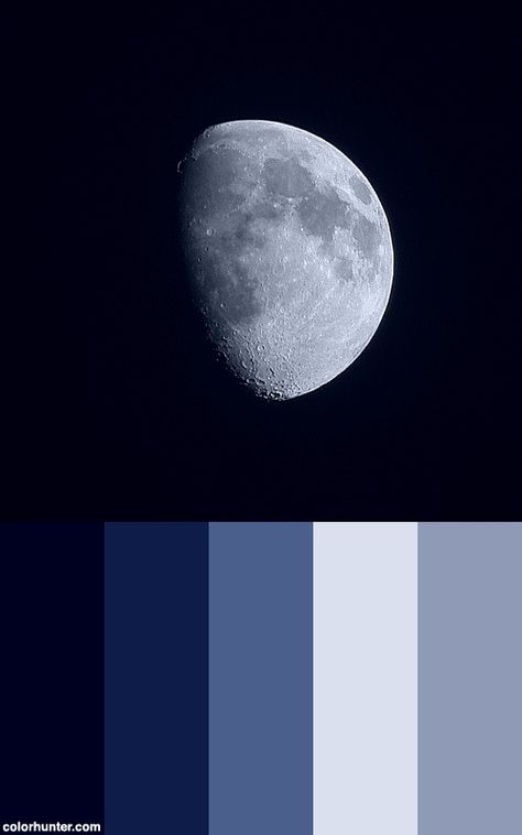 Lune / Moon Color Scheme Lunar Color Palette, Midnight Color, Drawing The Moon, Midnight Colour Palette, Moon Color, Moonstone Color Palette, Moon Palette, Midnight Blue Palette, Moon Colors Palette