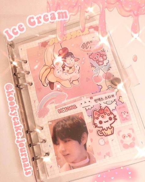 Clear Binder Aesthetic, 6 Ring Binder Journal Aesthetic, 6 Ring Binder Journal Ideas, Kpop Journal Cover, 6 Ring Binder Journal, Binder Aesthetic Cover, Binder Journals, Journal Lists, Bullet Journal Cover Ideas