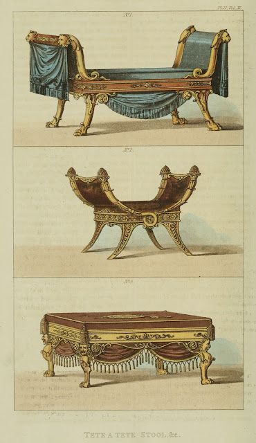 Greek Furniture, Ancient Furniture, Historical Furniture, Regency Interior, Egyptian Furniture, Furniture Sketch, Empire Furniture, Regency England, Furniture Design Sketches