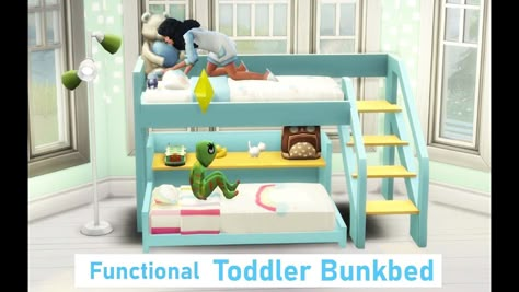 Toddler Bunk bed | PandaSama on Patreon Sims 4 Todlers Cc Furniture, Toddler Bunk Bed, Sims Rooms, Toddler Bunk Beds, Sims Baby, Sims 4 Challenges, Sims 4 Family, Sims 4 Cc Kids Clothing, Sims Packs