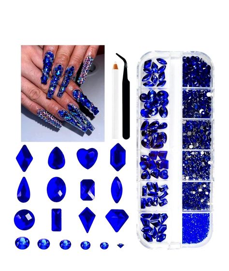 1300PCS SAPPHIRE Rhinestones Diamonds Flatback Royal Blue Nails, Blue Nail Art, Blue Nail, Diamond Jewel, Nail Art Rhinestones, Eyes Makeup, Nail Charms, Nail Decorations, Sapphire Blue