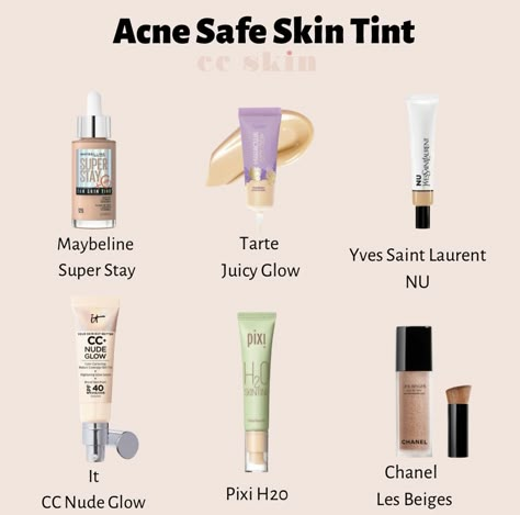 Acne Safe Tinted Moisturizer, Acne Safe Makeup Drugstore, Skin Tint For Oily Skin, Acne Safe Skin Tint, Skin Tint Makeup, Clear Skin Care Routine, Acne Safe Makeup, Pro Makeup Tips, Skincare Aesthetics