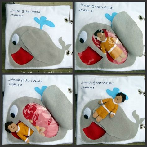 Lds Quiet Book, Bible Quiet Book, Quiet Book Templates, Baby Mobil, Jonah And The Whale, Quiet Book Patterns, Quiet Activities, Felt Books, Bible Characters